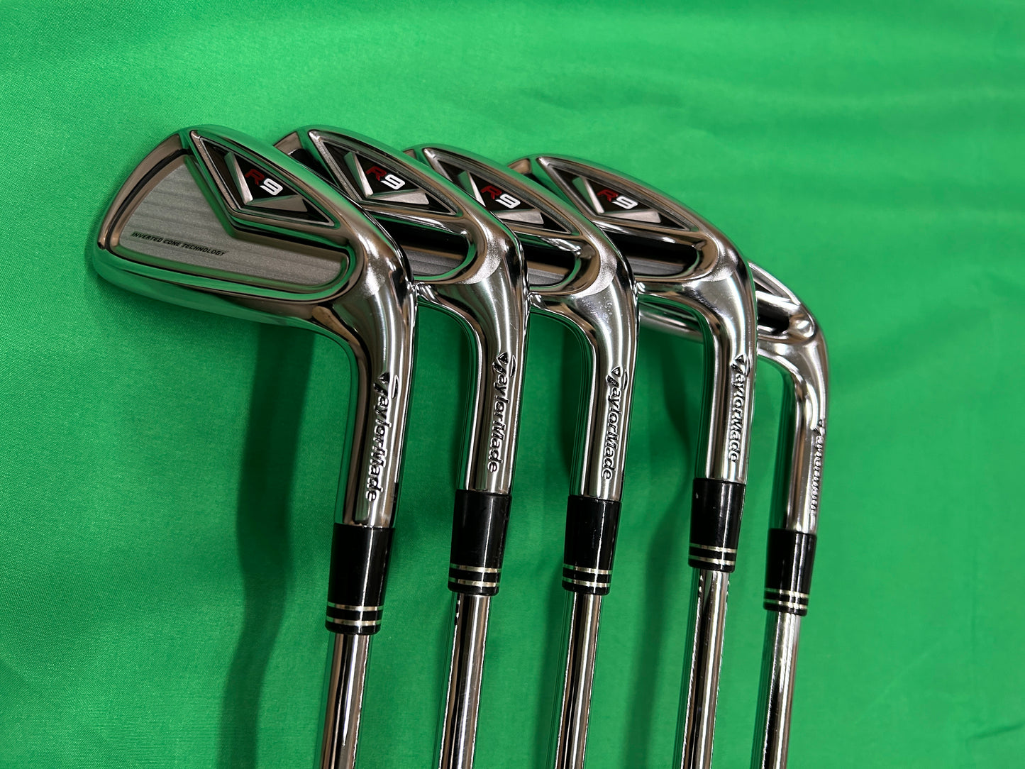 TaylorMade R9 irons 5,7,8,9,PW NSPro 950 steel stiff flex